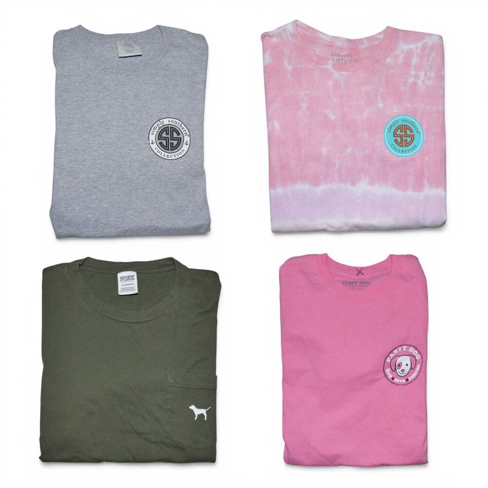 4 Simply Southern Dog T-Shirt Lot Size XS-S Victoria's Secret PINK Summertime